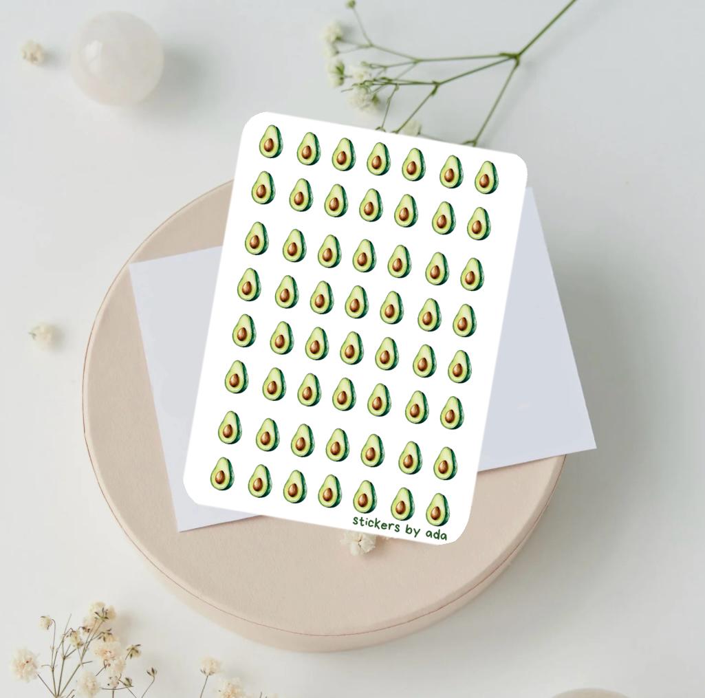 Mini Avocado Stickers: Planner, Journal, Vegan Food, guacamole, vegetable, alligator pear, tropical fruit