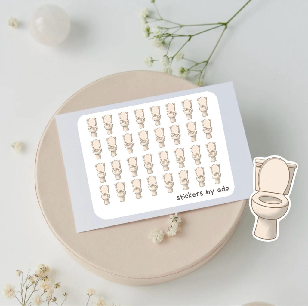 Mini toilet stickers to use in a daily planner, bullet journal, calendar or agenda