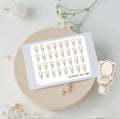 Mini toilet stickers to use in a daily planner, bullet journal, calendar or agenda