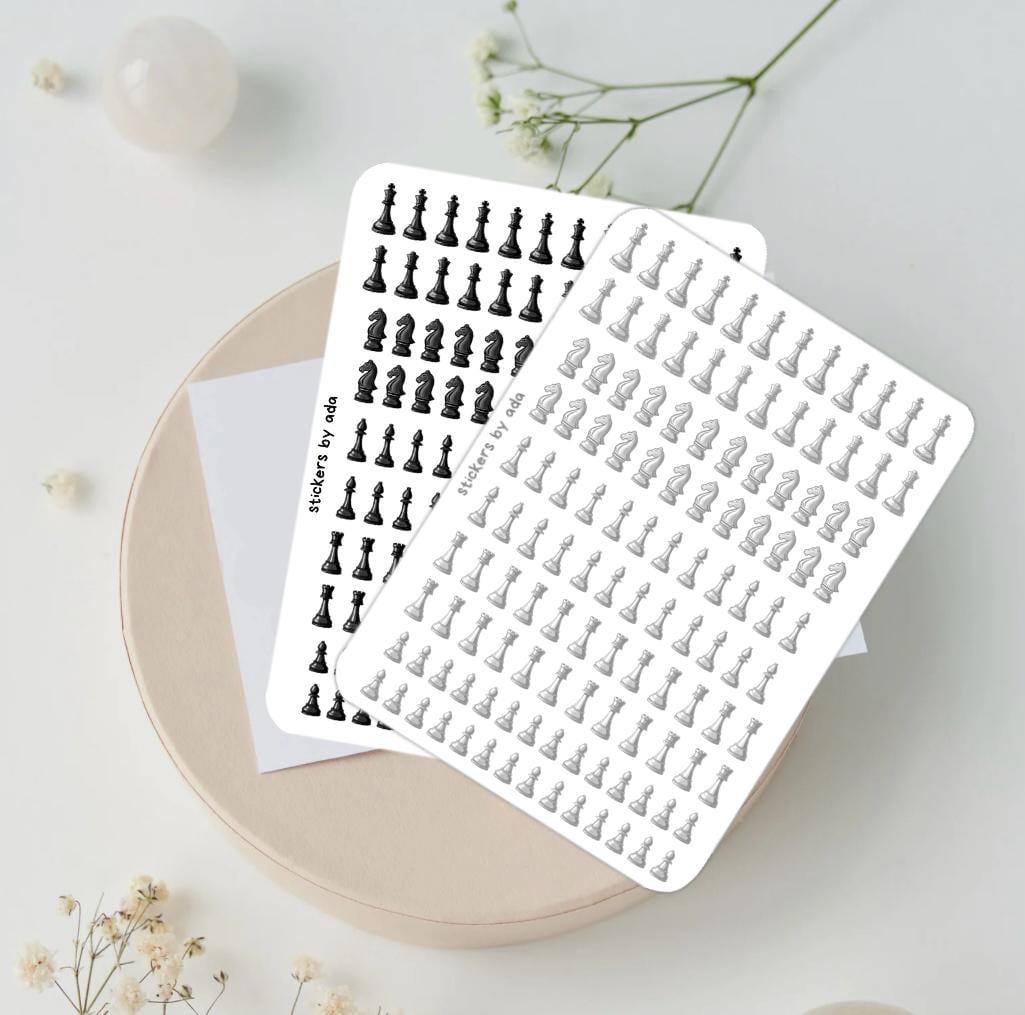 Chess Stickers: 248 Mini Pieces for Planners & Tournaments