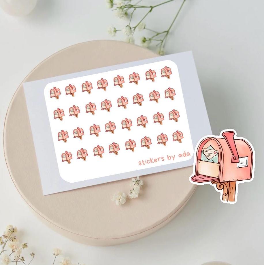 Mini mailbox stickers to use in a daily planner, bullet journal, calendar or agenda