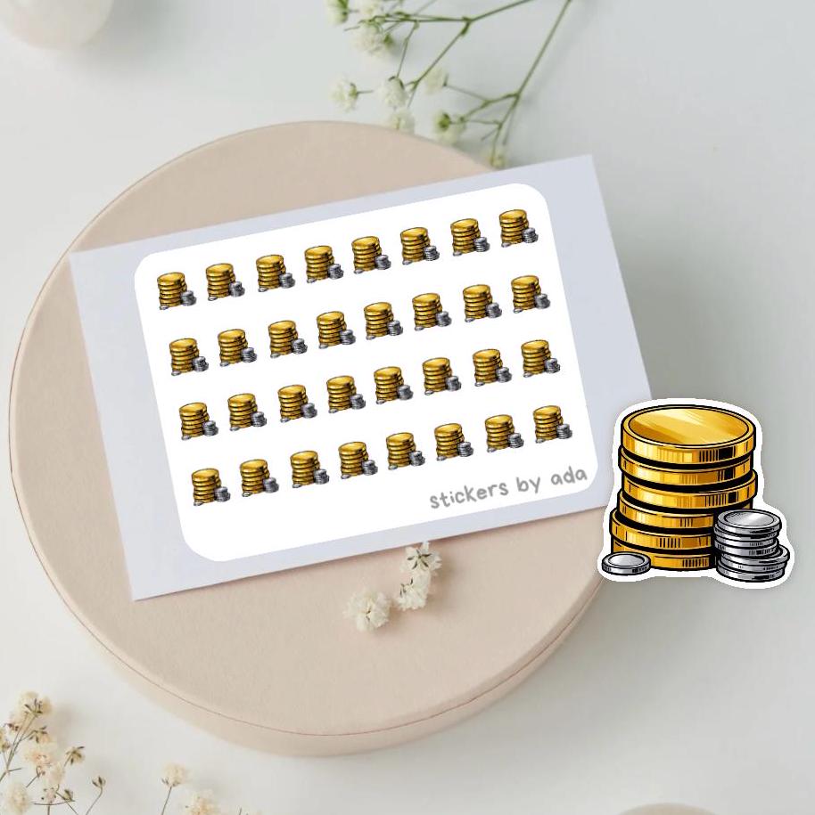 Mini Coins Stickers: Planner, Journal, Financial Stickers