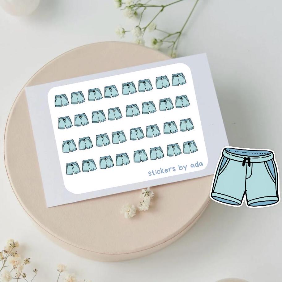 Mini swimming shorts stickers to use in a daily planner, bullet journal, calendar or agenda