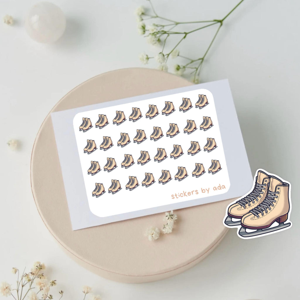 Mini ice skates stickers to use in a daily planner, bullet journal, calendar or agenda