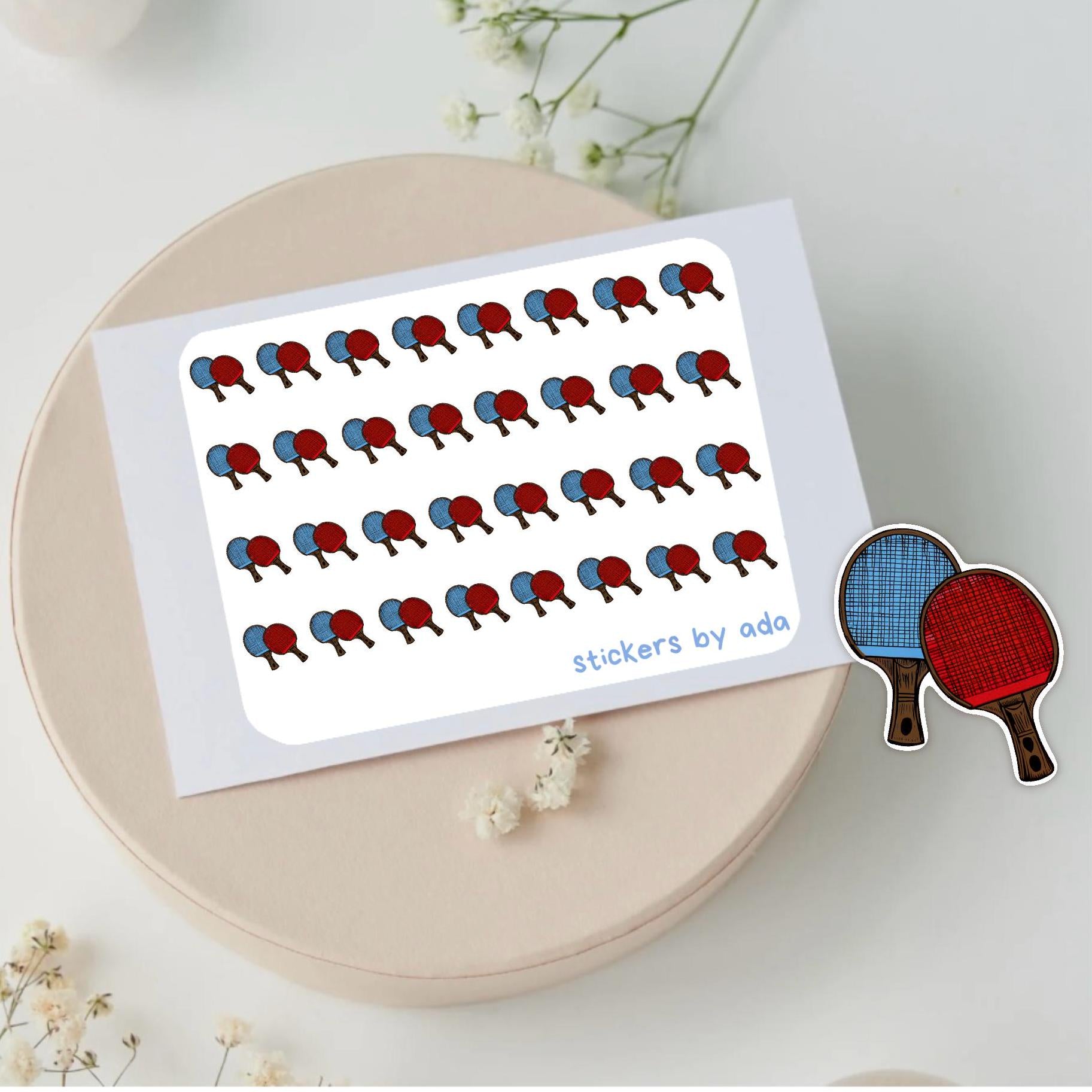 Mini Ping Pong Racket Stickers, Sport Stickers for Journals