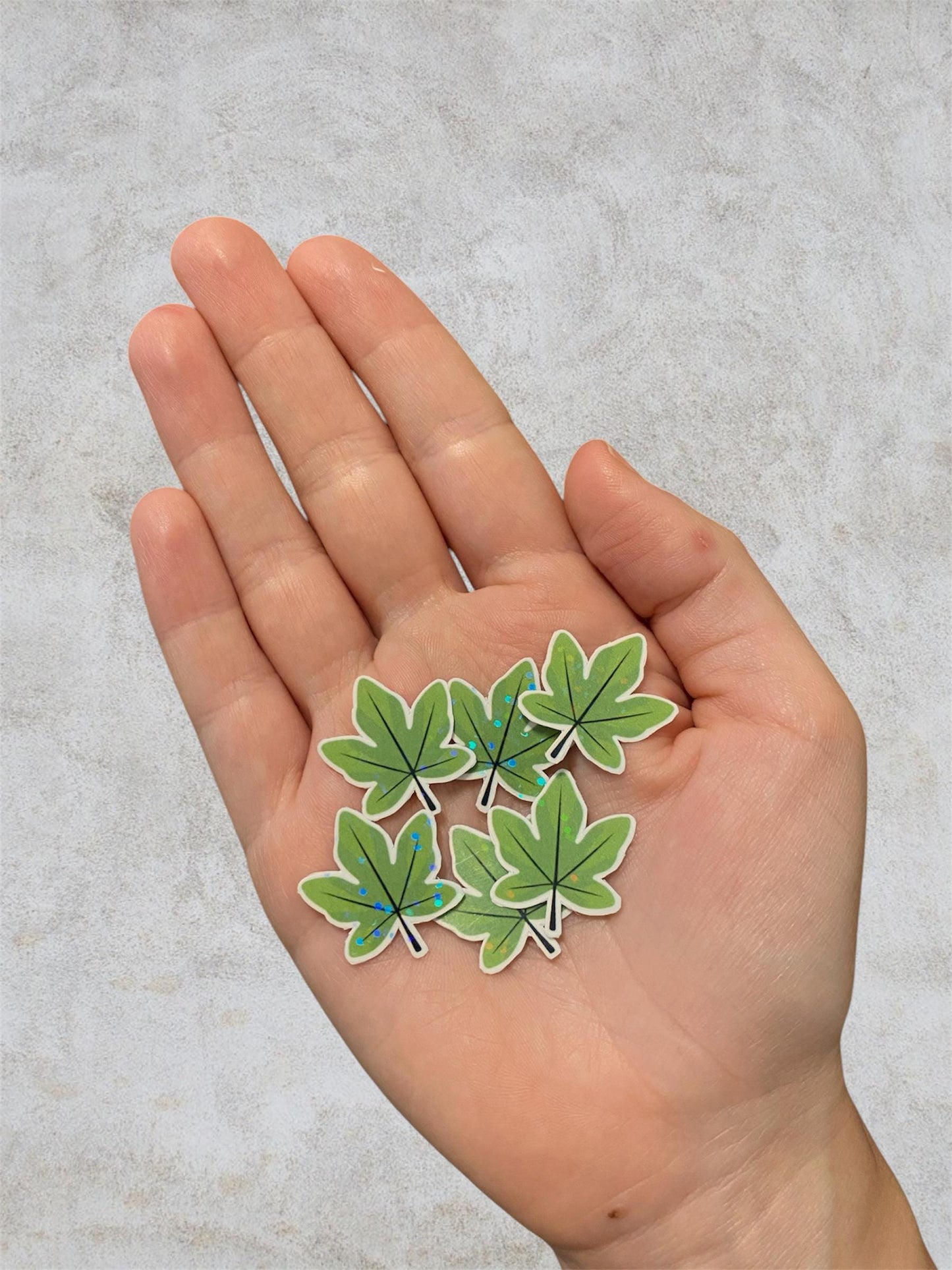 leaves 6 mini holographic stickers