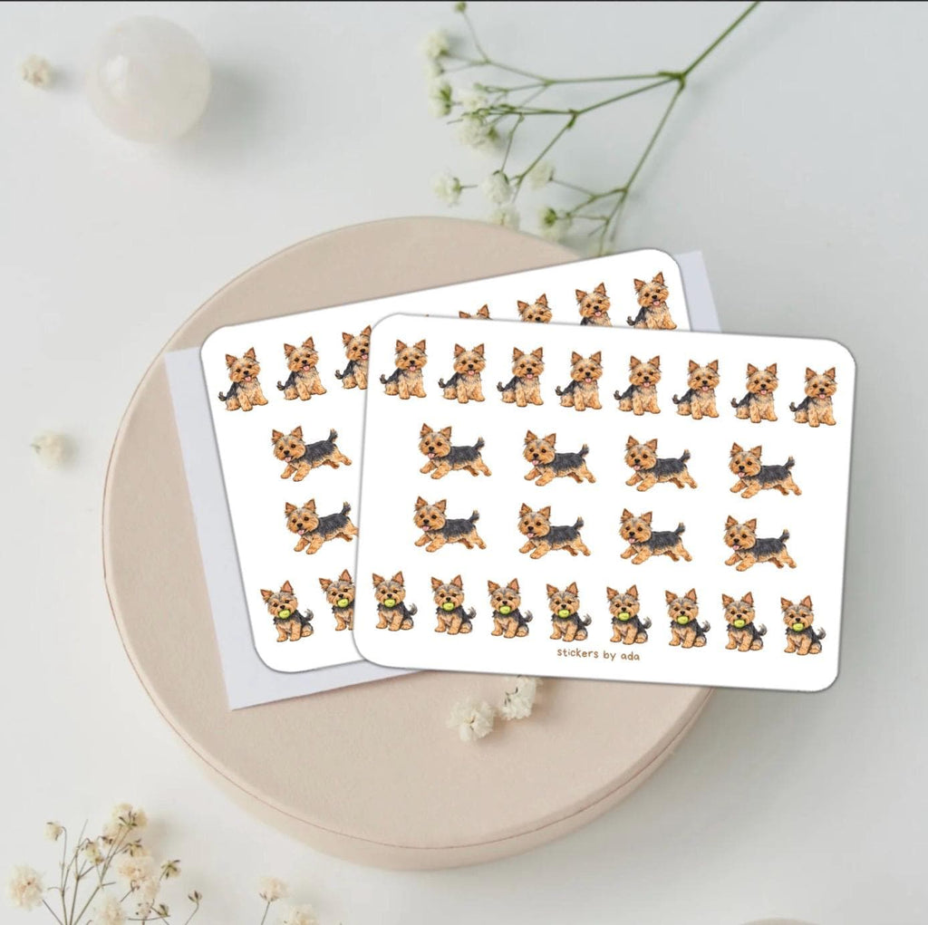 Yorkshire Terrier Norwich Terrier Dog Stickers, Planner Journal Calendar Agenda Sheets