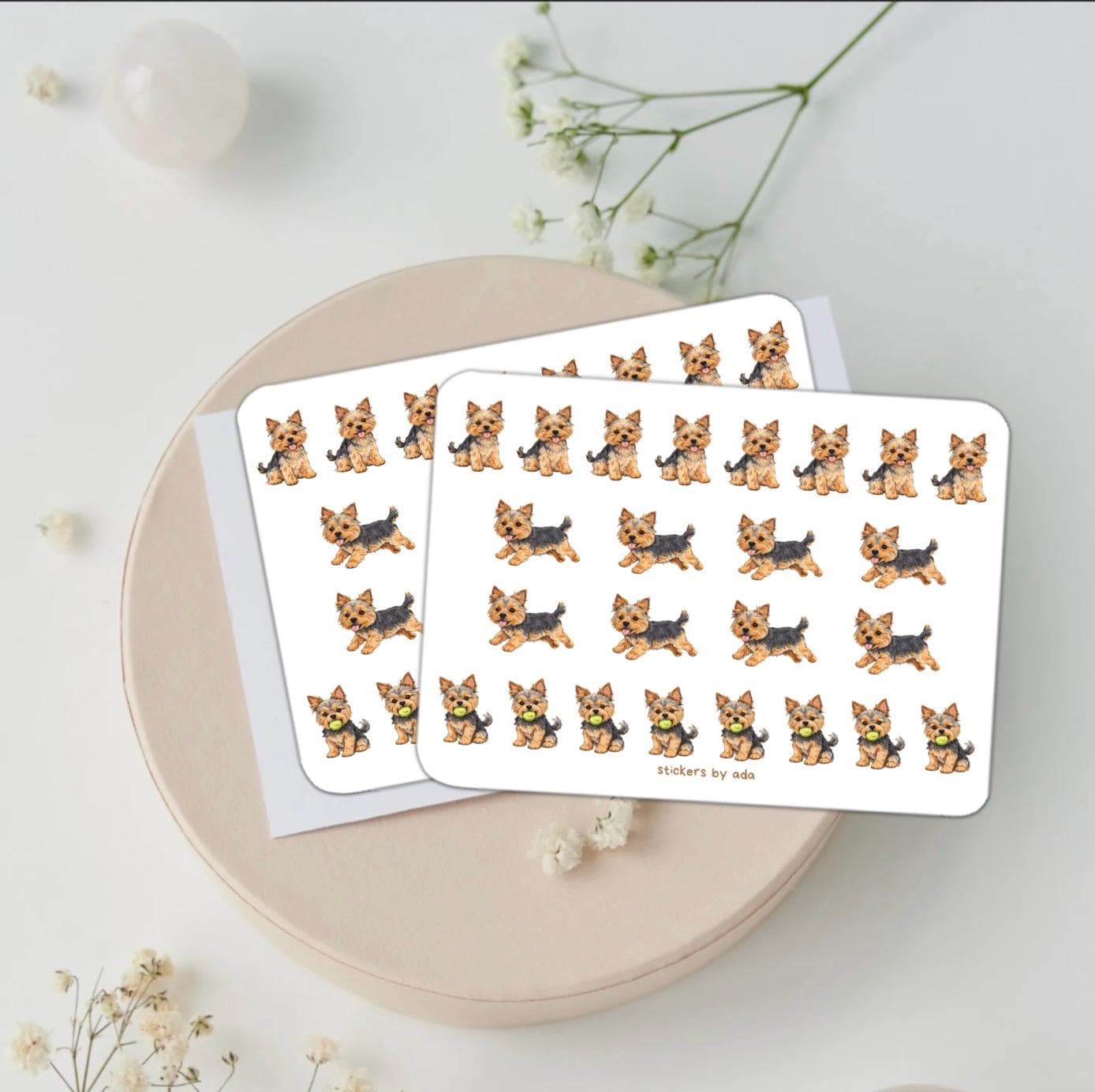 Yorkshire Terrier Norwich Terrier Dog Stickers, Planner Journal Calendar Agenda Sheets