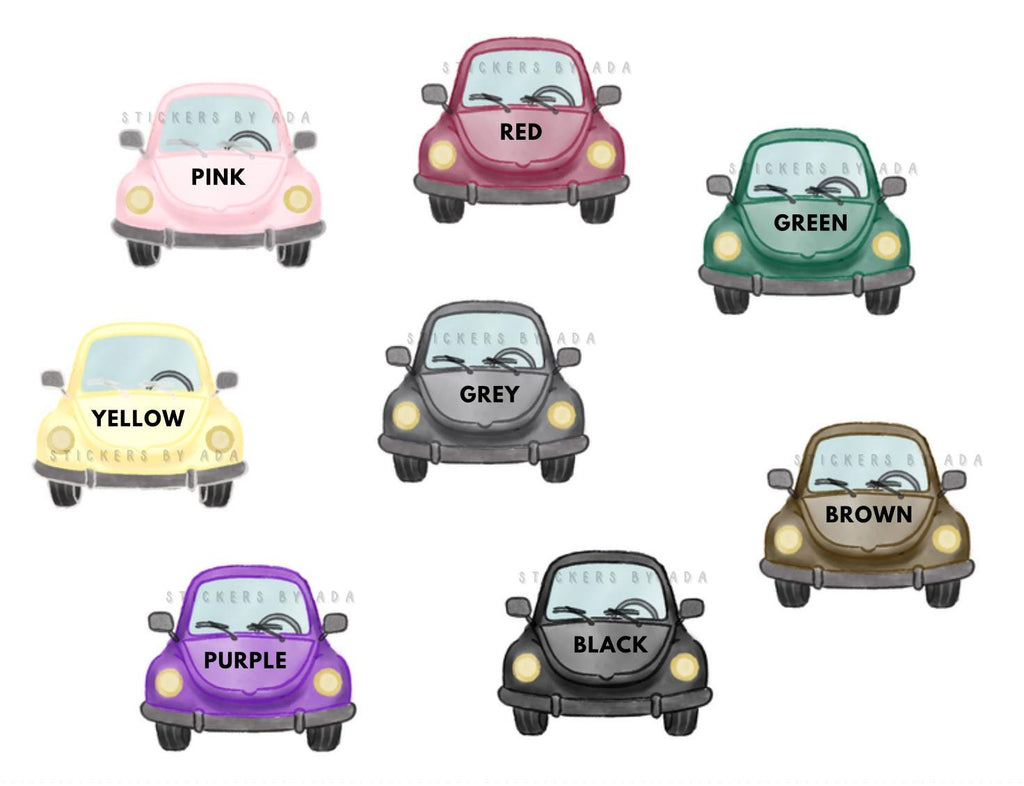 Mini Car Stickers: Vehicle Color Matching, Planner Stickers