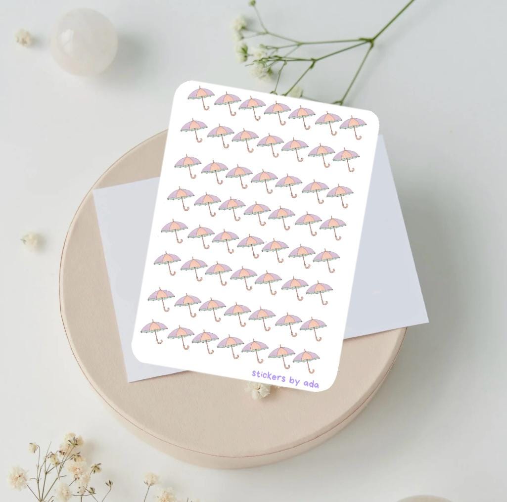 Rainy Day Umbrella Stickers: Planner, Journal, Scrapbook