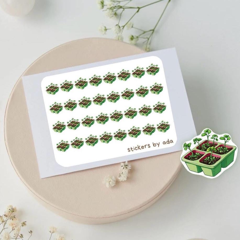 Mini seedlings stickers to use in a daily planner, bullet journal, calendar or agenda