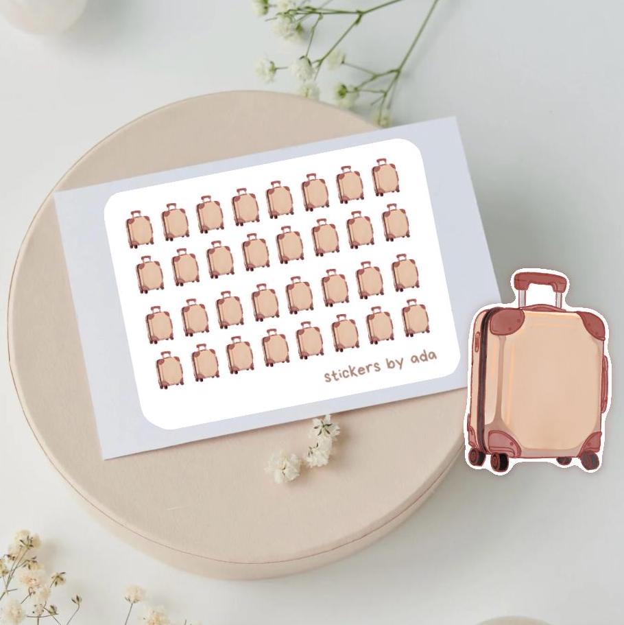 Mini suitcase stickers to use in a daily planner, bullet journal, calendar or agenda