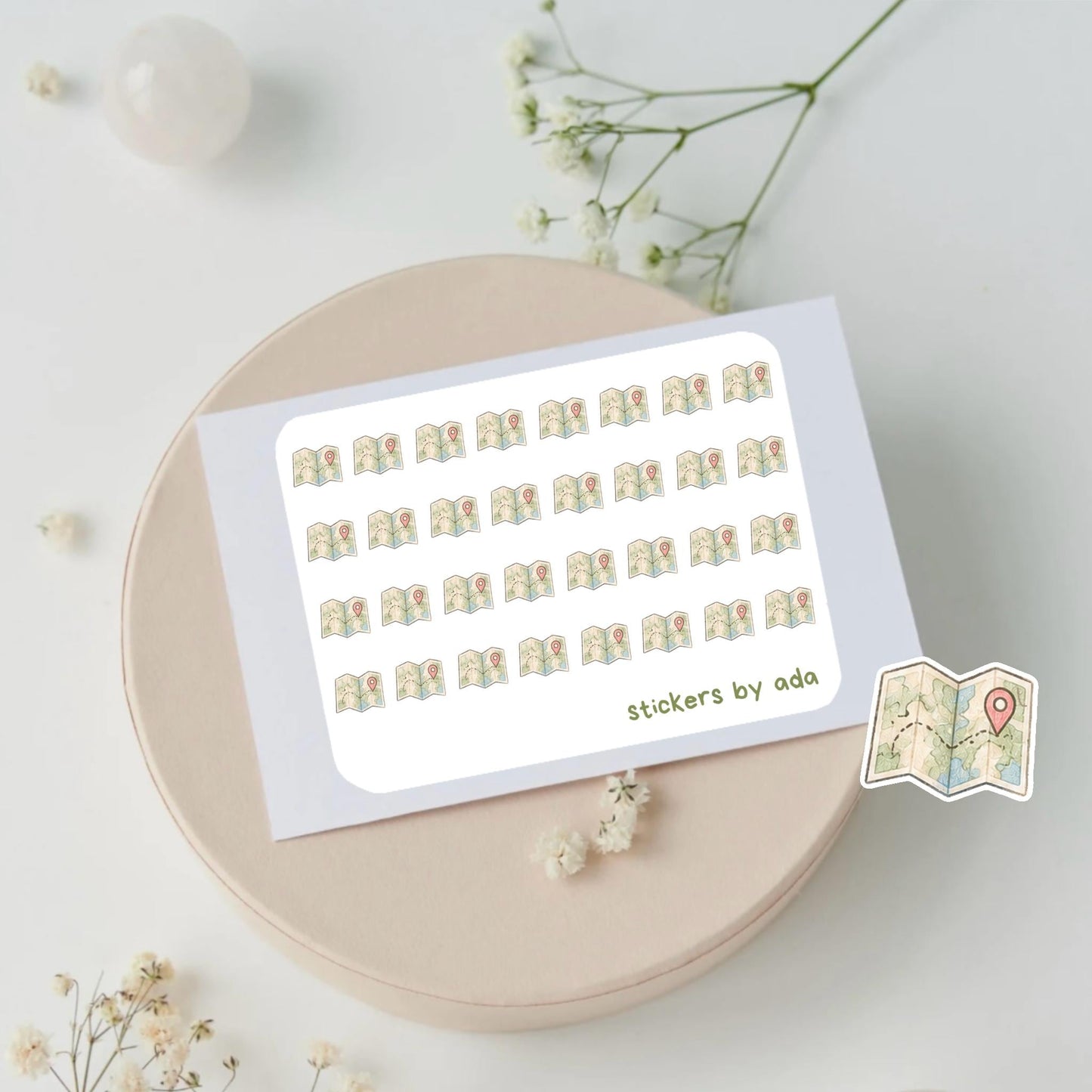 Mini Map Stickers: travel, holidays, planning | stickers sheet for organising your trips
