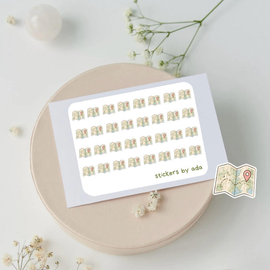Mini Map Stickers: travel, holidays, planning | stickers sheet for organising your trips