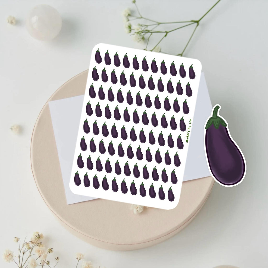 Mini Aubergine, Eggplant Stickers, Planner Stickers, Gardener Gift, Allotment management