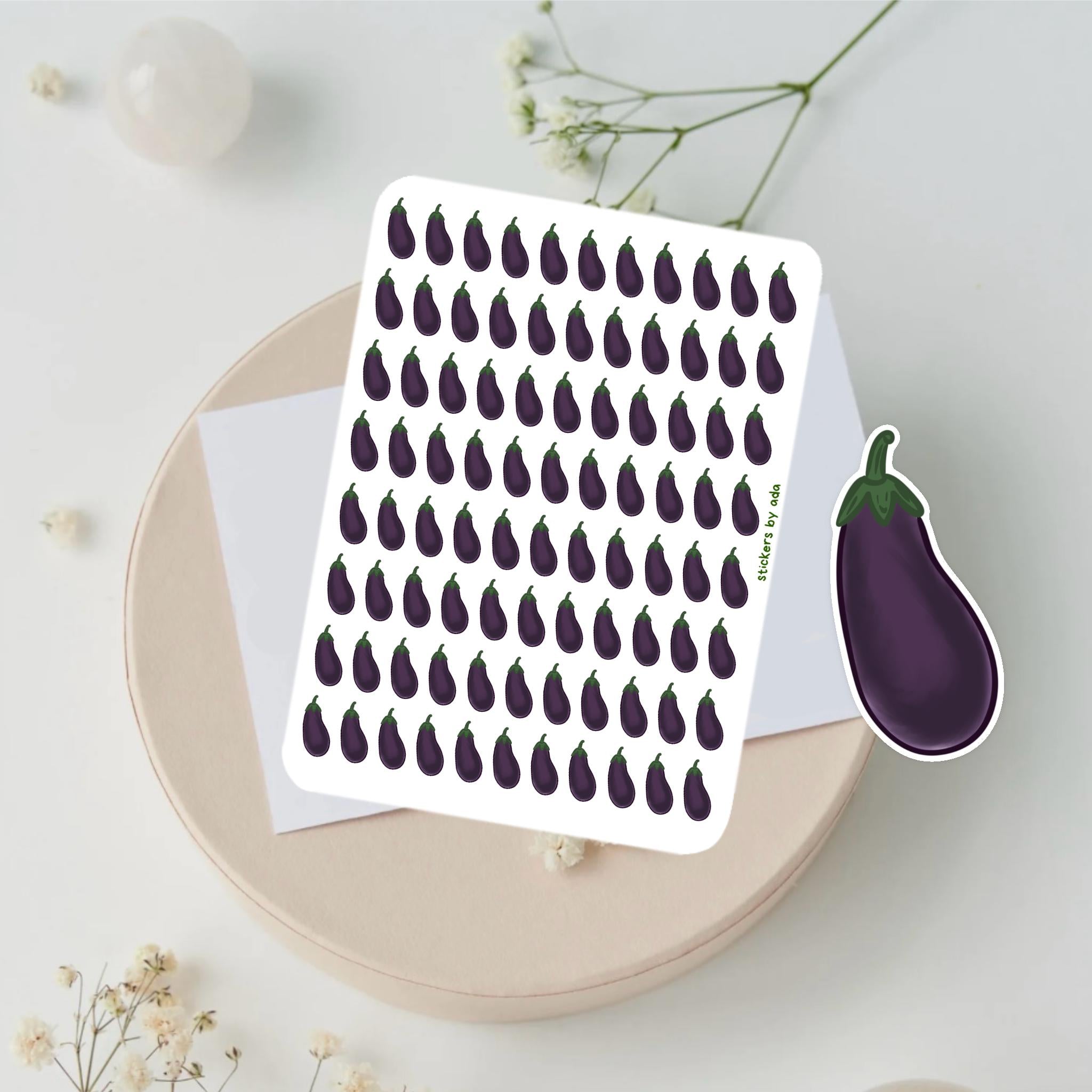 Mini Aubergine, Eggplant Stickers, Planner Stickers, Gardener Gift, Allotment management