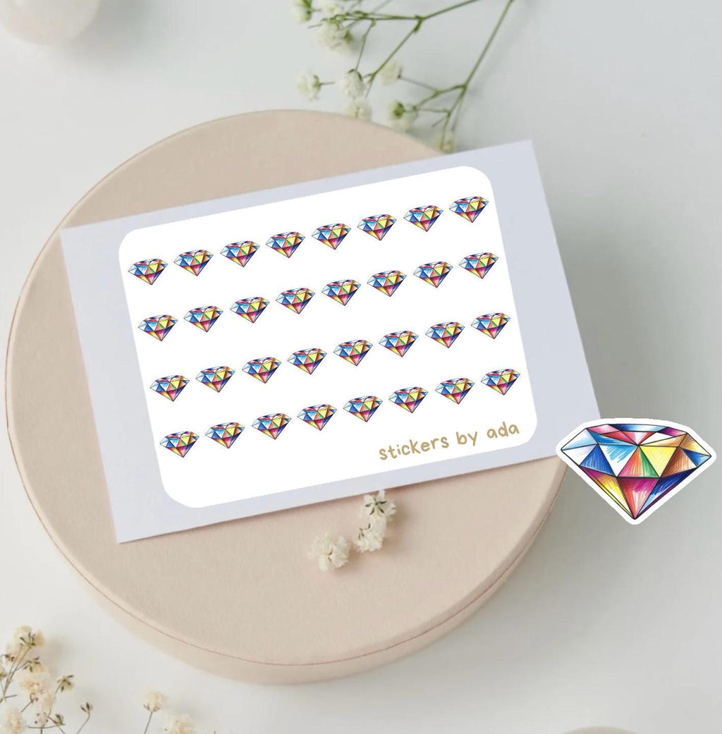 Mini Diamond Planner Stickers: Colorful Journal Embellishments