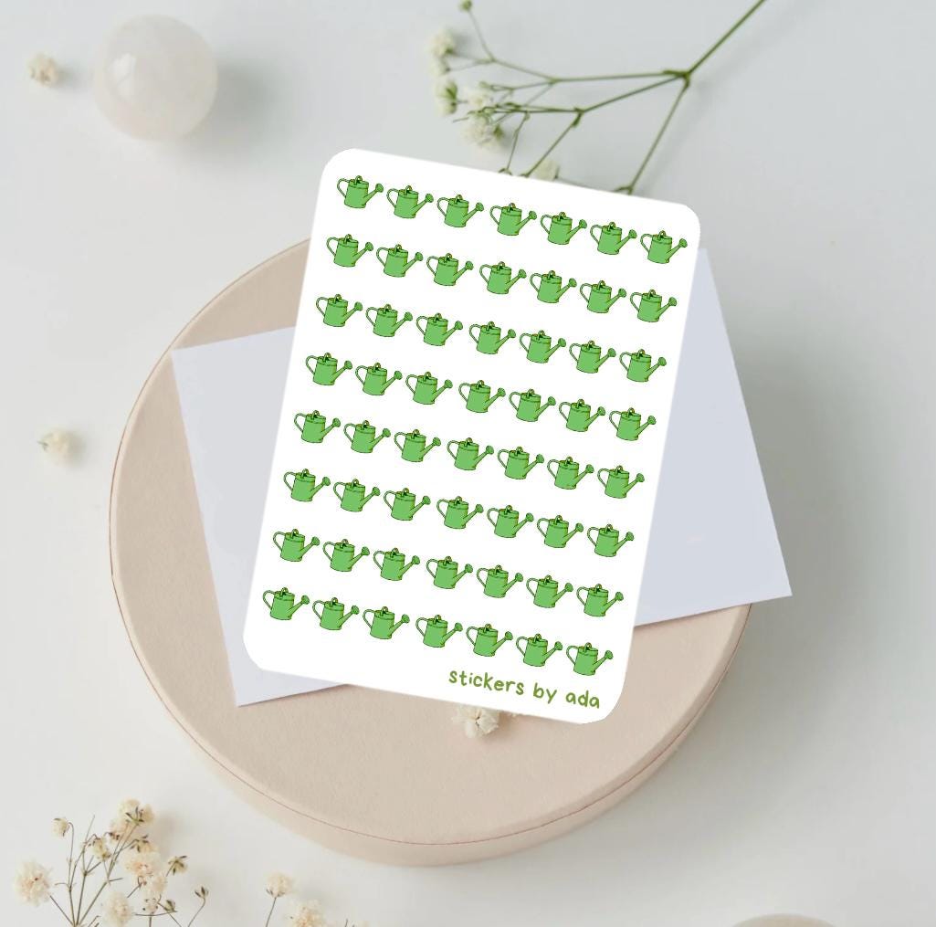 Mini Watering Can Stickers: Gardening Planner Stickers