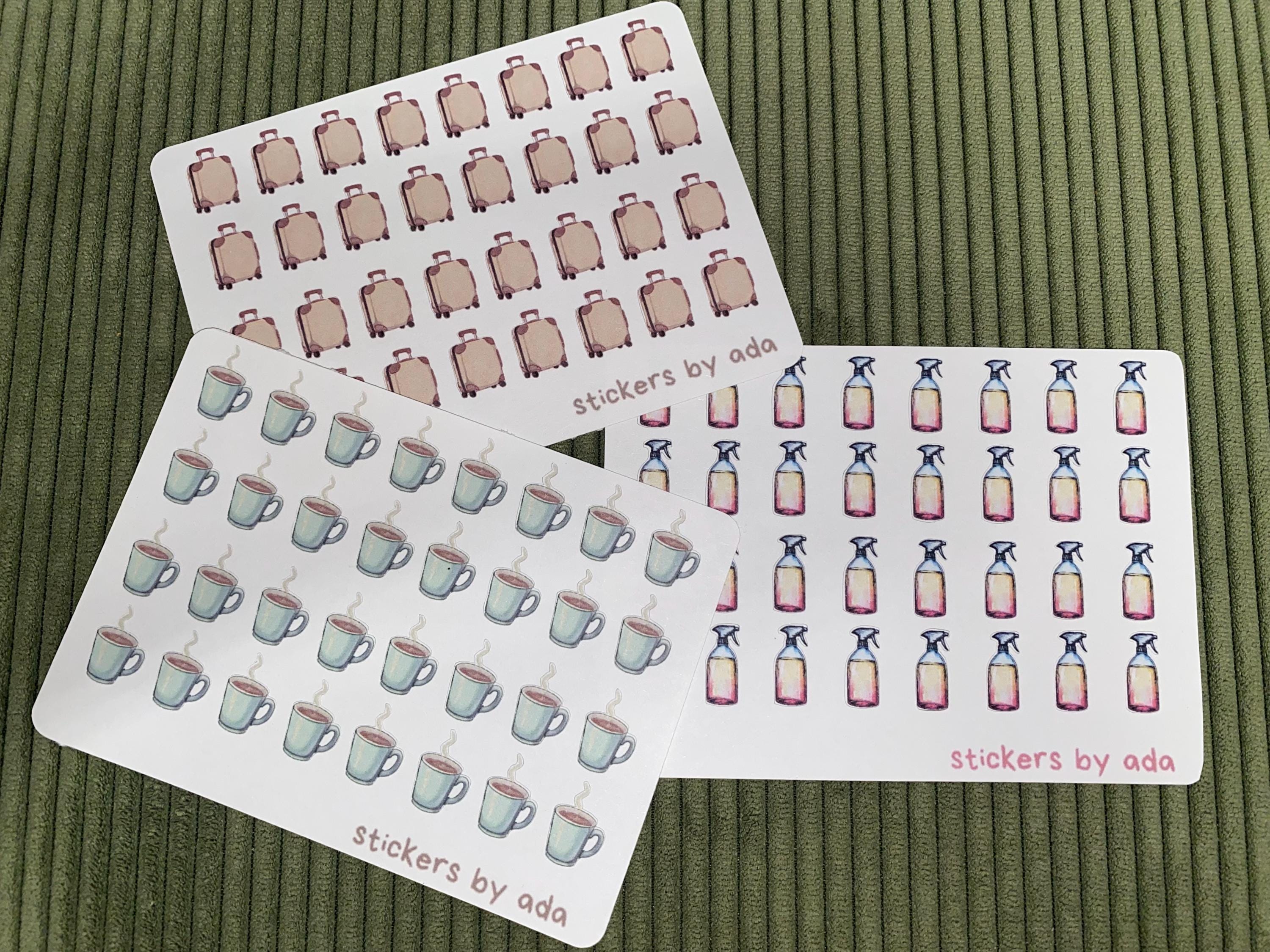Mini coffee mug stickers to use in a daily planner, bullet journal, calendar or agenda