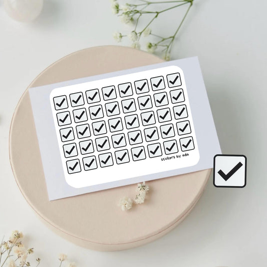 Mini check mark stickers to use in a daily planner, bullet journal, calendar or agenda