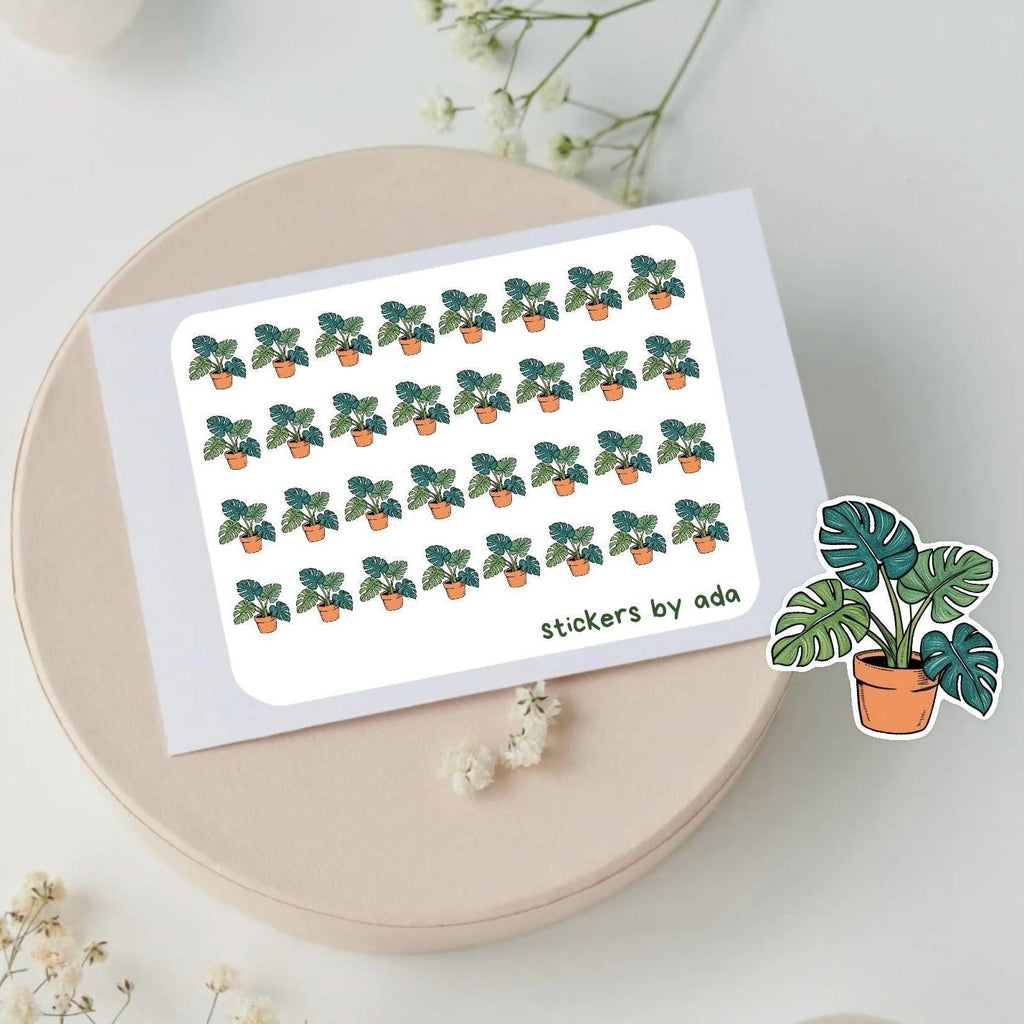 Mini Monstera Plant Stickers: Planner, Journal, Scrapbook