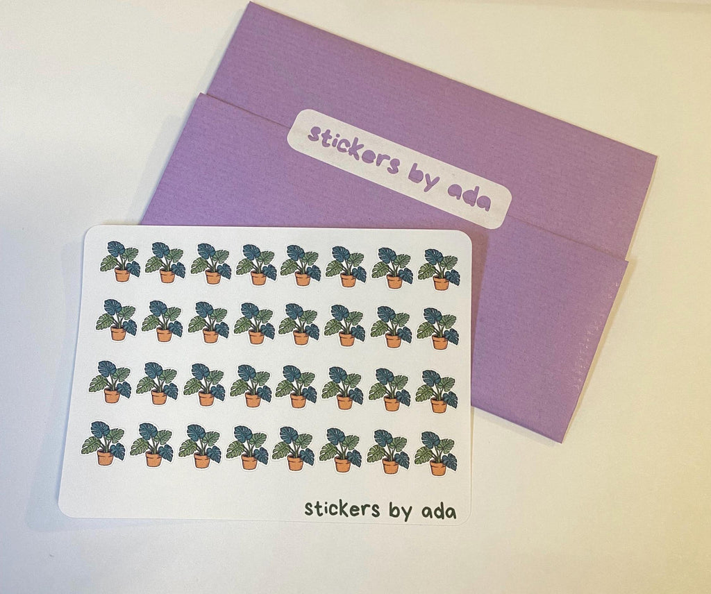 Mini Monstera Plant Stickers: Planner, Journal, Scrapbook