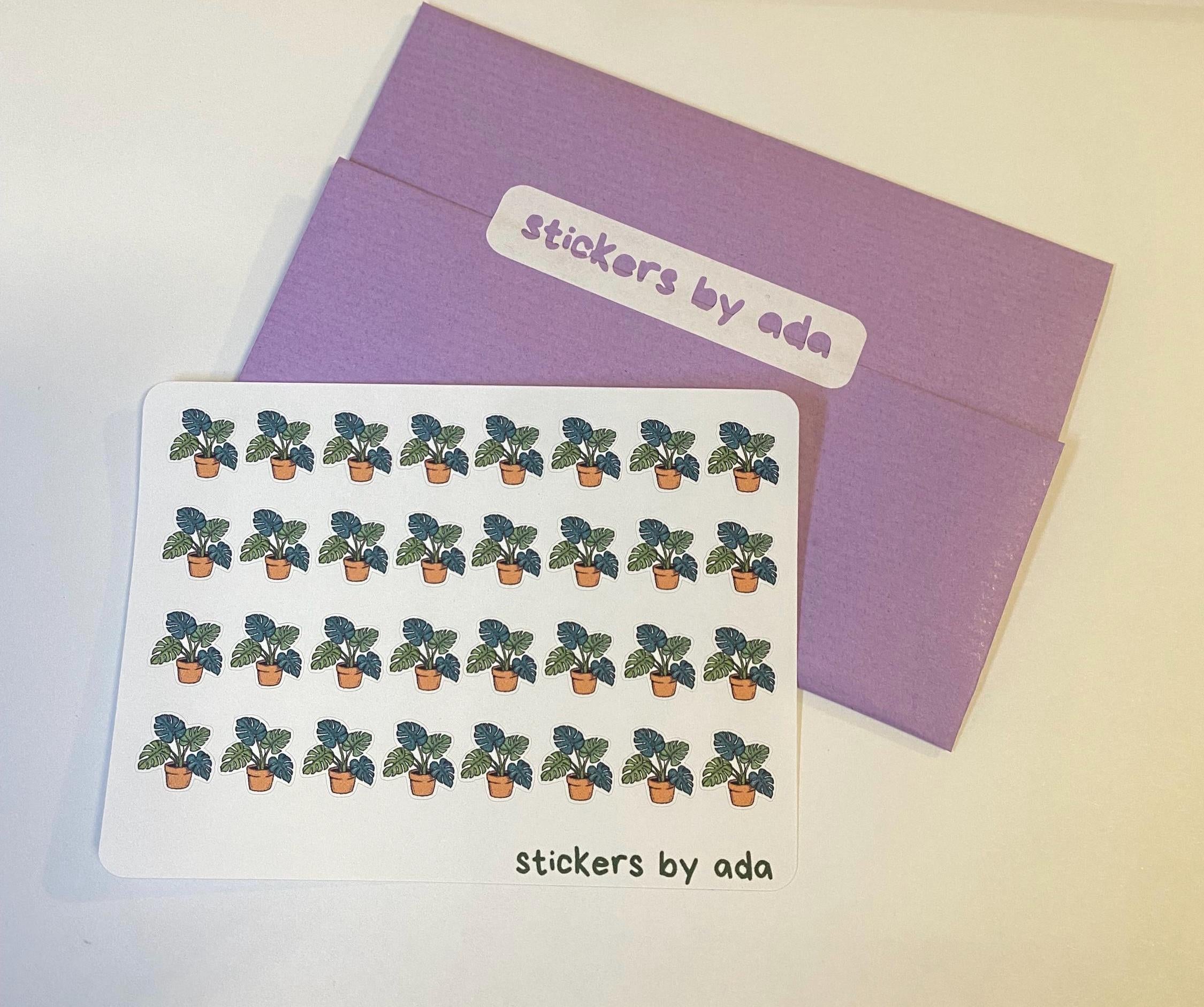 Mini Monstera Plant Stickers: Planner, Journal, Scrapbook