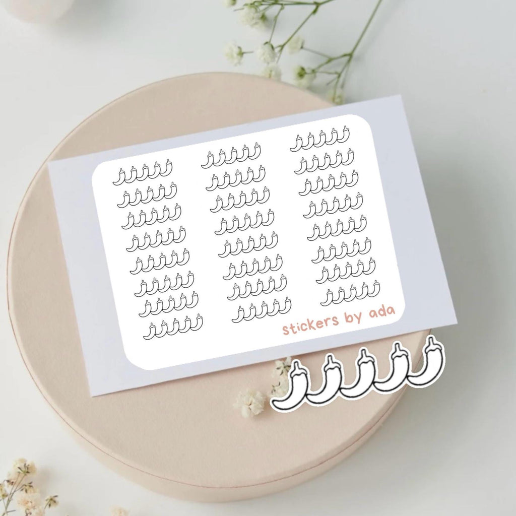 Chili Pepper Meal Review, Book Review Stickers, Planner Journal Embellishments, Spicy