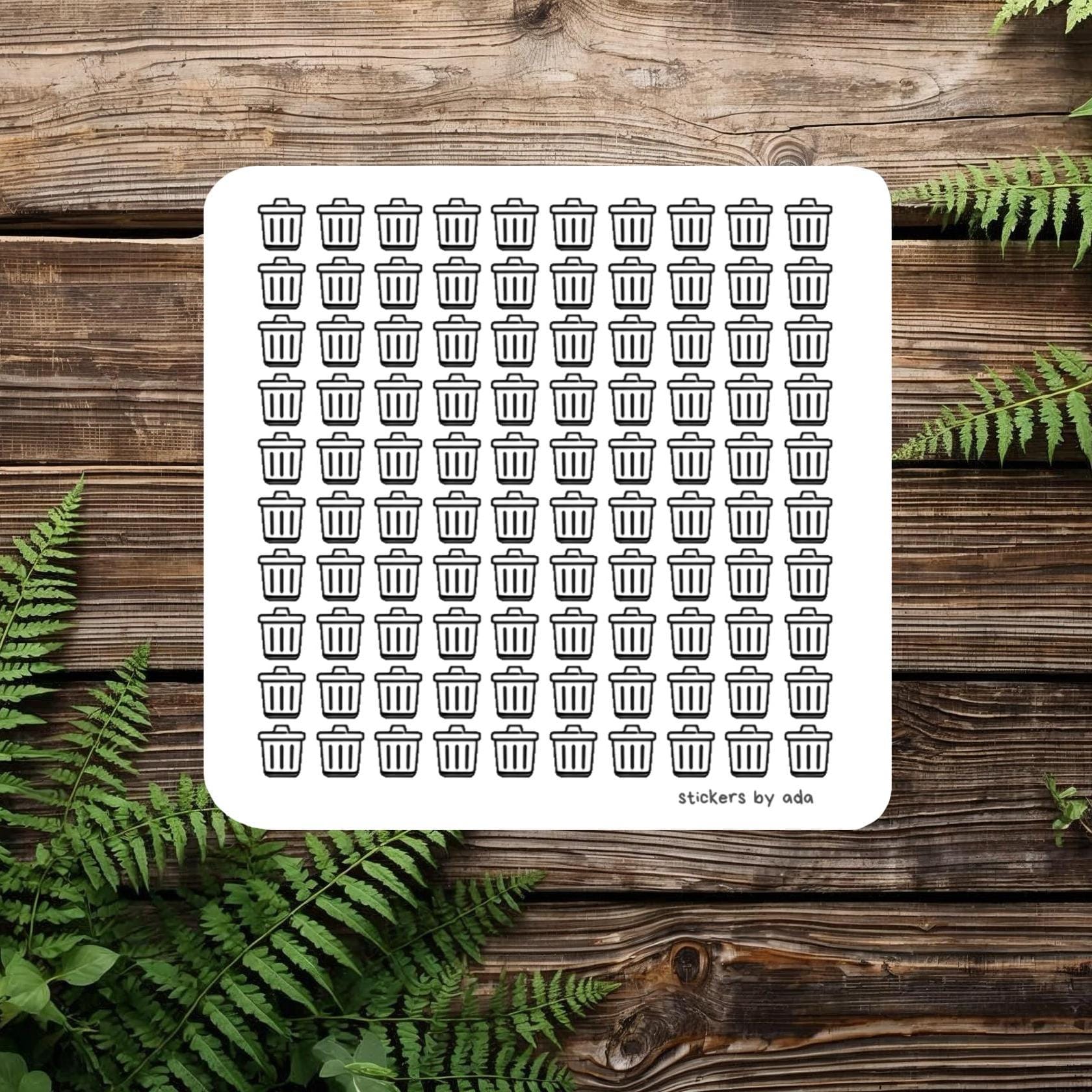 100 tiny trash can stickers